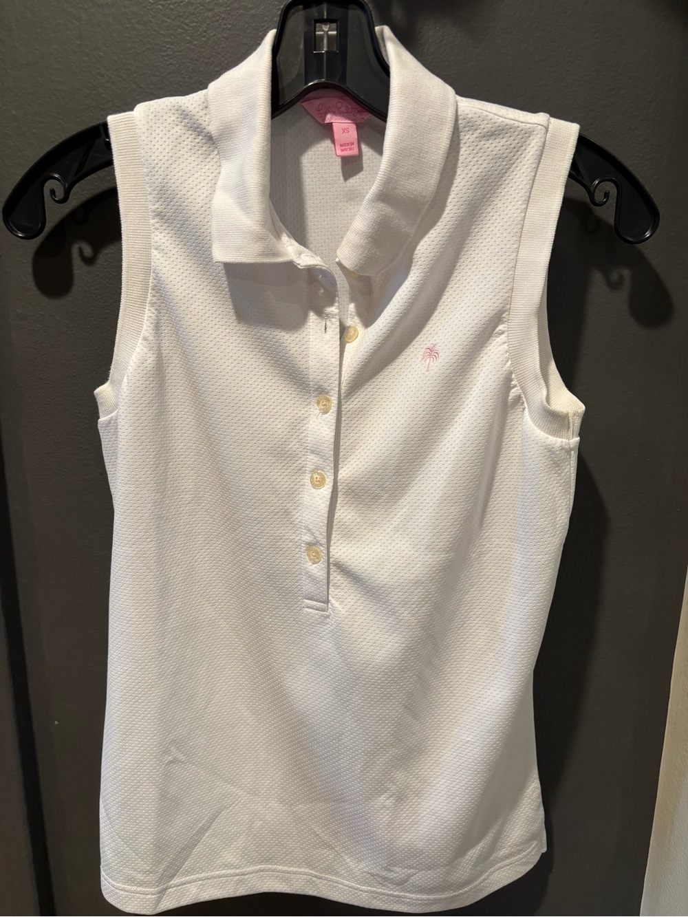 Lilly Pulitzer White Sleeveless Polo Tank with Pink Logo